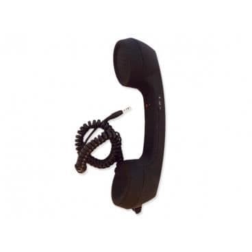 Gul kitsch trådad telefonlur.