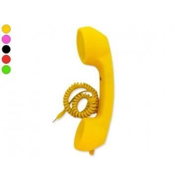 Gul kitsch trådad telefonlur.