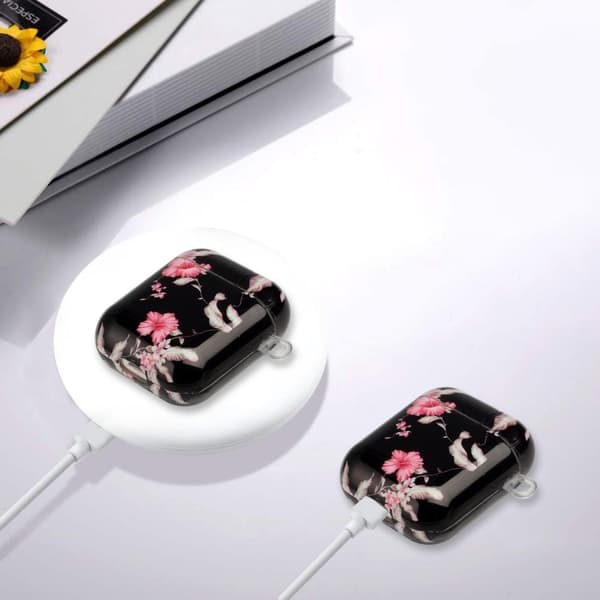 SKALO AirPods 1/2 Kukka TPU-suojakuori, jossa on karabiini - #2