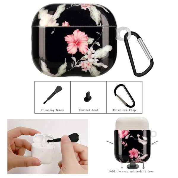 SKALO AirPods 1/2 Kukka TPU-suojakuori, jossa on karabiini - #2