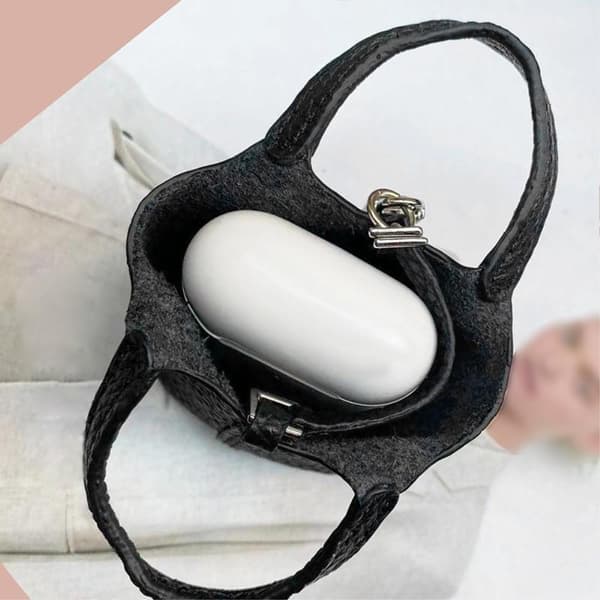 SKALO AirPods 3 Läder handväska - Svart