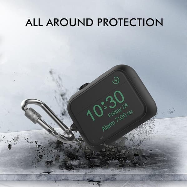 SKALO AirPods Pro 2 Digital Clock Cover m. karabinhage - Sort