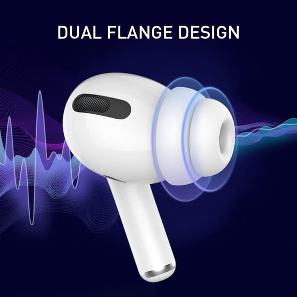 AHASTYLE AirPods Pro 1/2 Öronkuddar i Silikon Dubbel Design S+M+L - Vit