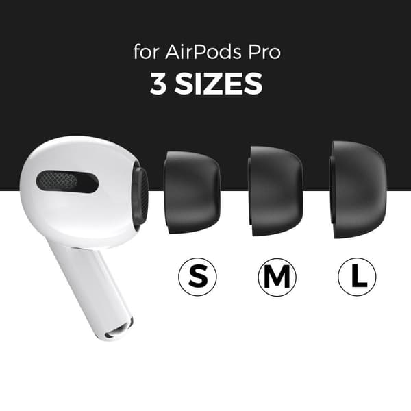 AHASTYLE AirPods Pro 1/2 -korvatyynyt, joissa on muistivaahto Musta - Medium