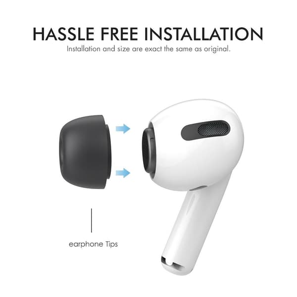 AHASTYLE AirPods Pro 1/2 silikoniset korvatyynyt Musta - Medium