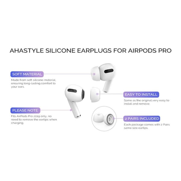 AHASTYLE AirPods Pro 1/2 Silikone Ørepropper S+M+L - Sort