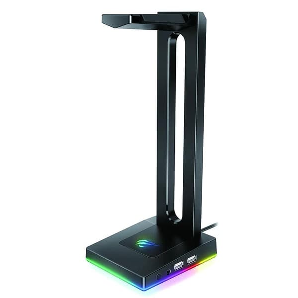 5 justerbara RGB-ljuslägen spelarens hörlursställ med 3,5mm AUX och 2 USB-portar