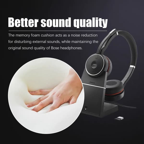 Øreputer for Jabra Evolve 75 / 75+ / 75 UC / 75MS Sort