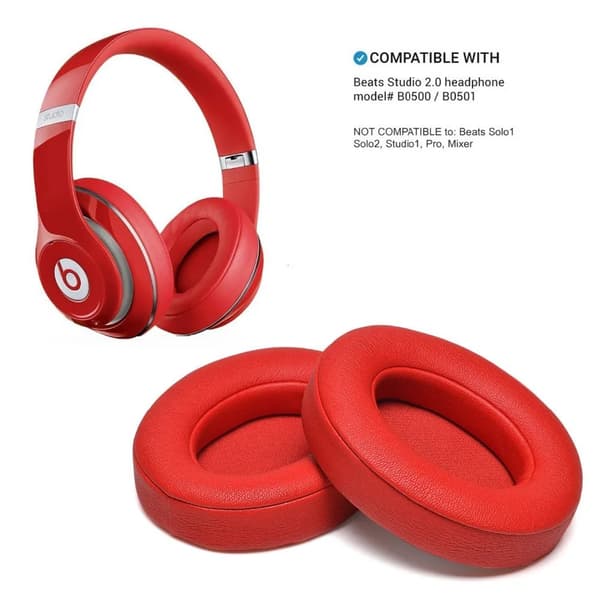 INF Saueskinn øreputer for Beats Studio 2.0, 1 par Rød