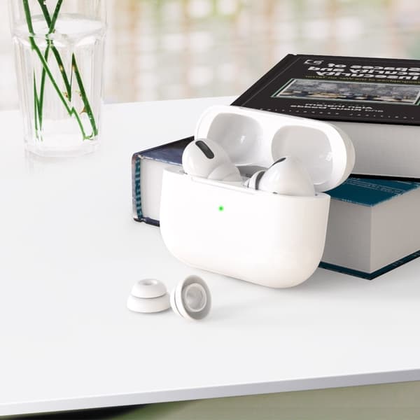 2-PACK AHASTYLE AirPods Pro 1/2 Öronkuddar i Silikon Dubbel Design L - Vit