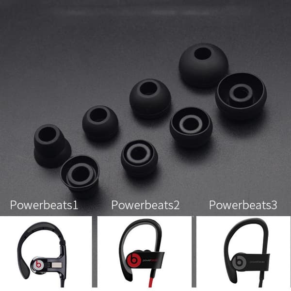 Öronkuddar för Powerbeats 1/2/3 och 5,5-6,5 mm hörlurar 4 par Svart