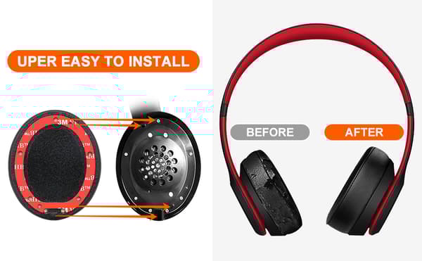 INF Korvatyynyt Beats Studio 2.0:lle 1 pari Musta