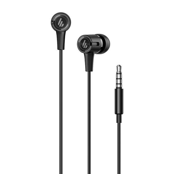 CASTI Edifier, cu fir, intraauriculare - butoni, pt smartphone, microfon pe fir, conectare prin Jack 3.5 mm, buton in-line, negru, "P205-BK", (timbru
