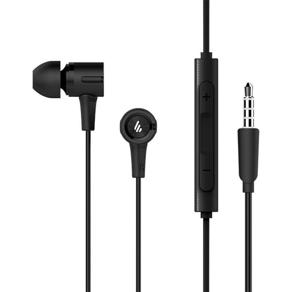 CASTI Edifier, cu fir, intraauriculare - butoni, pt smartphone, microfon pe fir, conectare prin Jack 3.5 mm, buton in-line, negru, "P205-BK", (timbru
