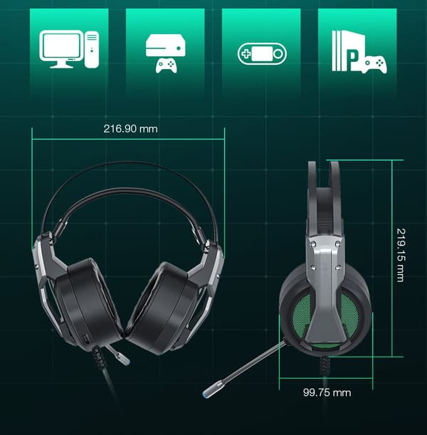 BlitzWolf BW-GH1 Gaming Headphones with Microphone / RGB / 2.2m Cable