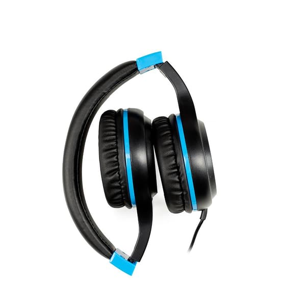 CASTI  Spacer, cu fir, standard, utilizare multimedia, microfon pe fir, pliabile, banda ajustabila, conectare prin Jack 3.5 mm x 2, negru&amp;albastru
