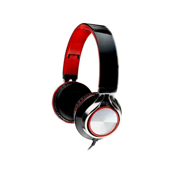 CASTI  Spacer, cu fir, standard, utilizare multimedia, microfon pe fir, pliabile, banda ajustabila, conectare prin Jack 3.5 mm x 2, rosu&amp;negru, "S