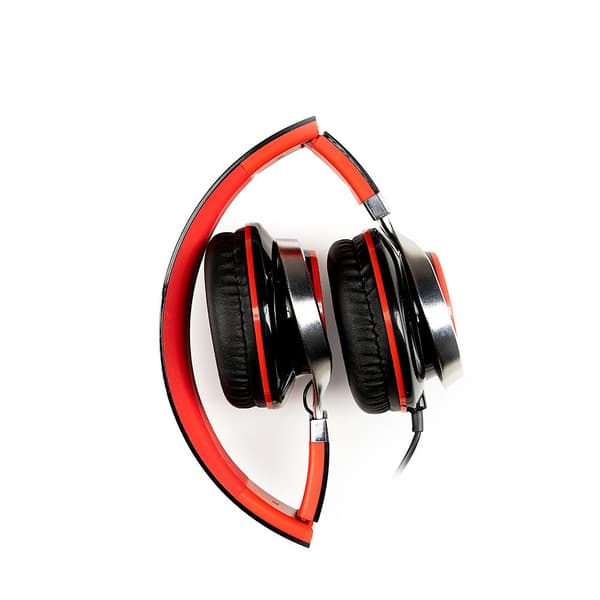 CASTI  Spacer, cu fir, standard, utilizare multimedia, microfon pe fir, pliabile, banda ajustabila, conectare prin Jack 3.5 mm x 2, rosu&amp;negru, "S
