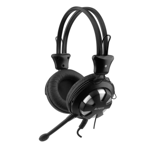 CASTI A4tech, "ComfortFit", cu fir, standard, utilizare multimedia, microfon pe brat, conectare prin Jack 3.5 mm x 2, negru / argintiu, "HS-28-2", (ti