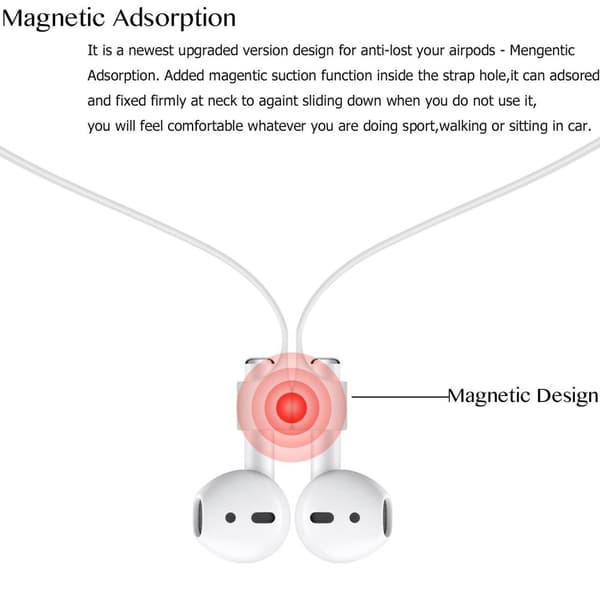 2x Hvit magnetisk silikon ledning Apple AirPods stropp stropper