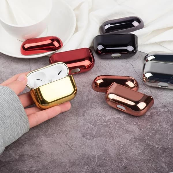 2x Sølv elektropladetaske Apple Airpods PRO