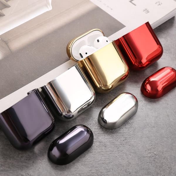 2x Sølv elektroplade-etui Apple Airpods / Airpods 2