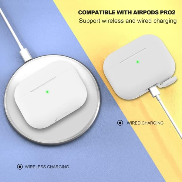 2x Valkoinen Airpods PRO 2 silikonikuorikotelo