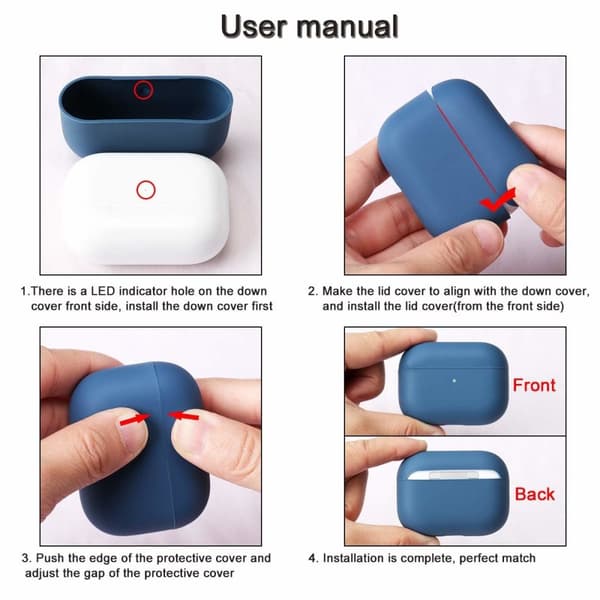 2x Silikon dekselveske til Apple Airpods PRO Blue