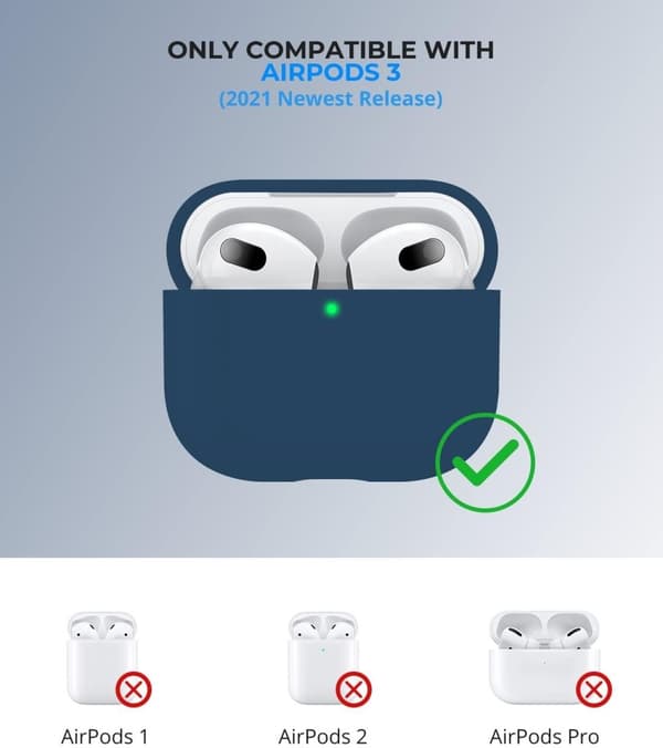 2x Marinblå Apple AirPods 3 skal silikon skyddsfodral för AirPods 3