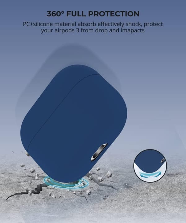2x Marinblå Apple AirPods 3 skal silikon skyddsfodral för AirPods 3