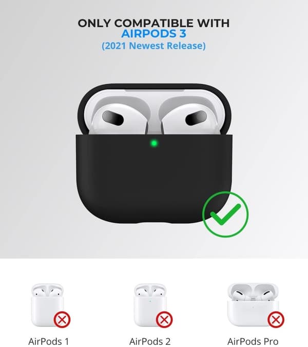 2x Musta Apple AirPods 3 -kotelo silikonisuojakotelo AirPods 3:lle