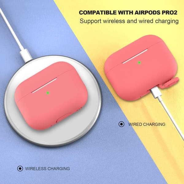 2x Vaaleanpunainen Airpods PRO 2 silikonikuorikotelo