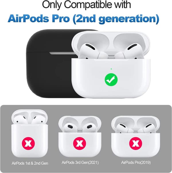 2x Musta Airpods PRO 2 silikonikuorikotelo