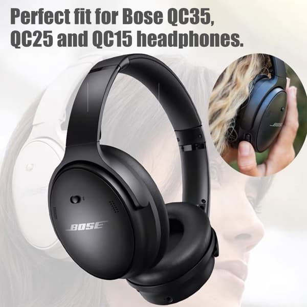 INF Udskiftningsørepuder og pandebånd til Bose QC15 QC25 QC35 hovedtelefoner