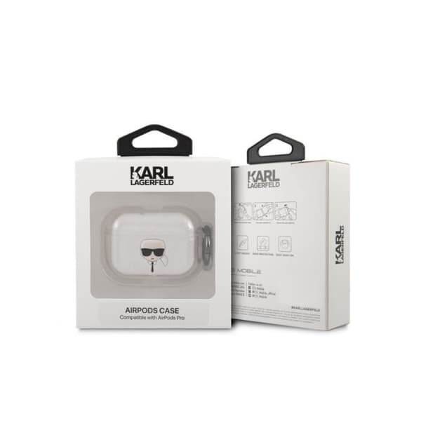 Fodral till Airpods Pro Glitter Chic i högkvalitativ TPU Karl Lagerfeld Silver