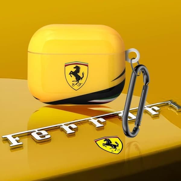 Fodral för Airpods 3 Slitstark silikonkarbinhake Ferrari Gul