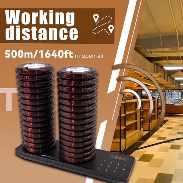 Retecess TD163 Restaurangpersonsökare, 30 ljudsignaler, 31 samtalslägen, 20H Standby, TELEFON GPS/RADIOKOMMUNIKATION/TRÅDLÖST SAMTALSSYSTEM