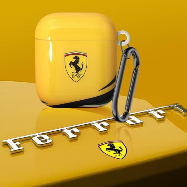Fodral för AirPods 1 och 2 Stel Ferrari Silikon Gul karbinhake