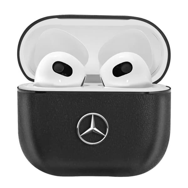 Äkta läderfodral för AirPods 3 - MERCEDES - Fingertjock och lätt - Svart
