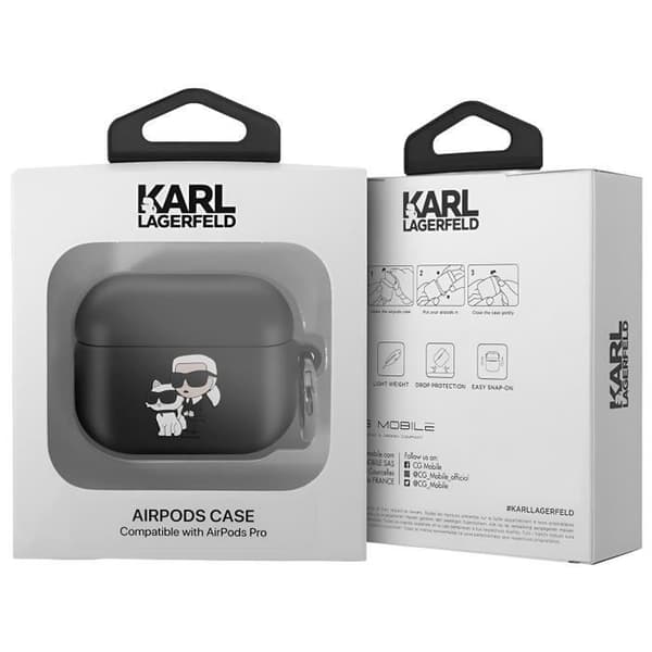 Coque för AirPods Pro - KARL LAGERFELD - Stötsäker Mjuk med Ring - Svart
