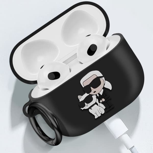 Coque för AirPods Pro 2 - KARL LAGERFELD - Stöttålig Mjuk med Ring - Svart