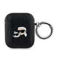 Miniatyrbild 1 av 3: AirPods-fodral - Karl Lagerfeld - Monogram Karl &amp; Choupette - Silikon - Svart - 1/2 generation