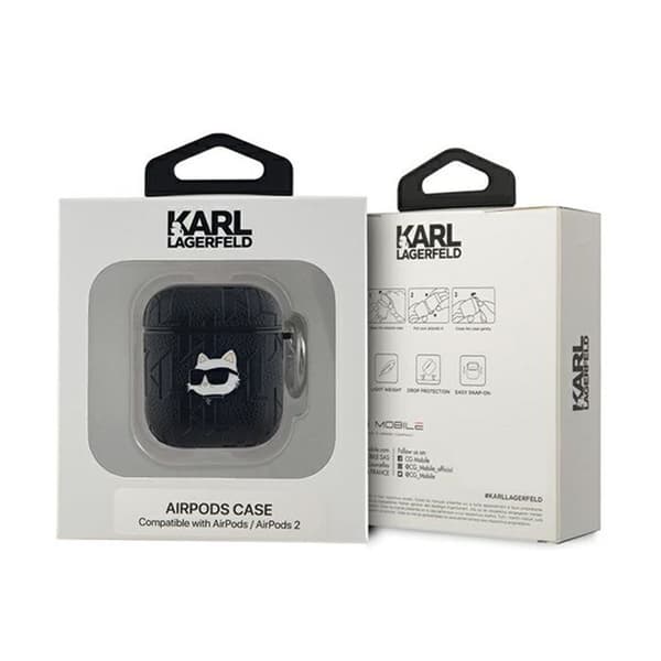 AirPods-fodral - Karl Lagerfeld - Monogram Choupette - Silikon - Svart - 1/2 generation