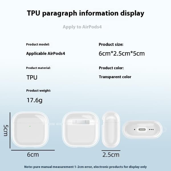 SKALO AirPods 4 Transparent TPU Cover