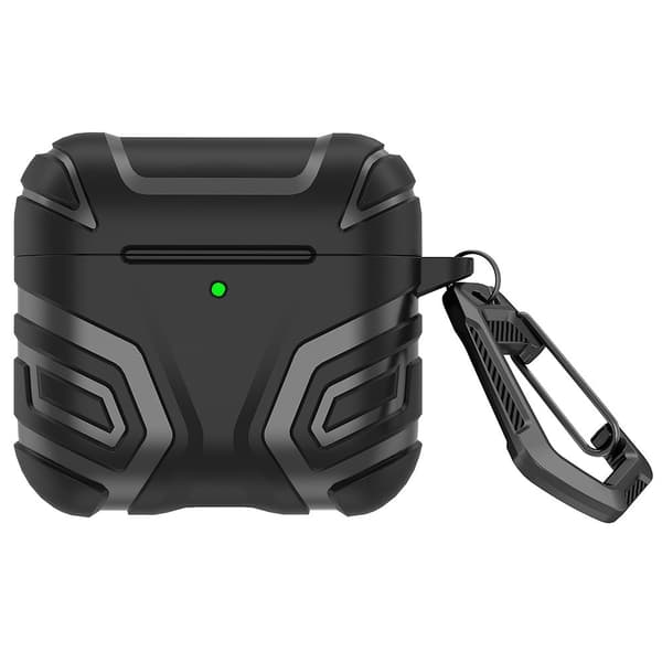 SKALO AirPods 4 Stødsikkert panser TPU Cover m. karabinhage - Sort
