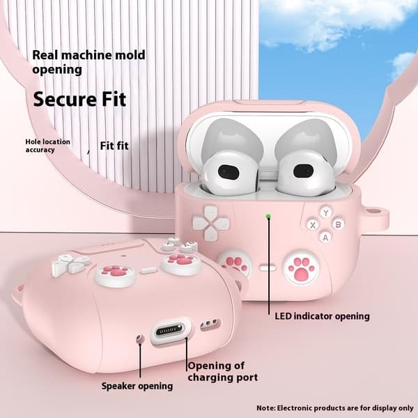 SKALO AirPods 4 Cute Cat Controller Kotelo - Pinkki