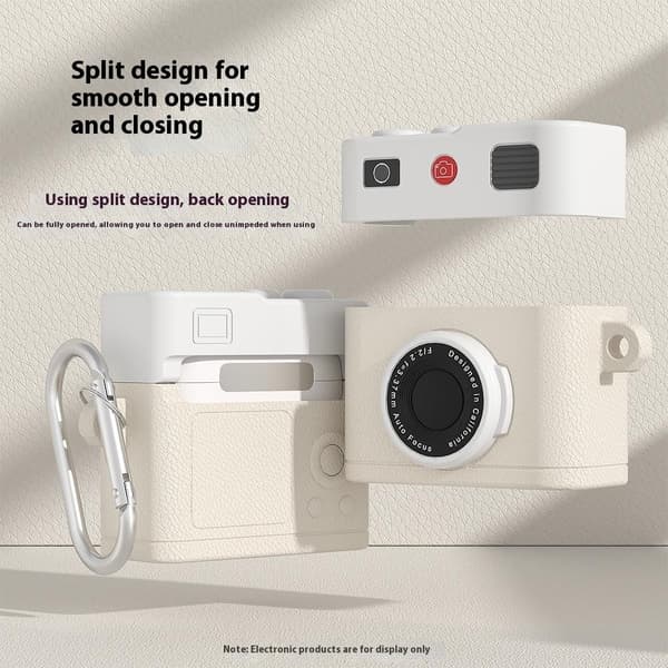 SKALO AirPods 4 Retro Kameradesign Fodral - Brun