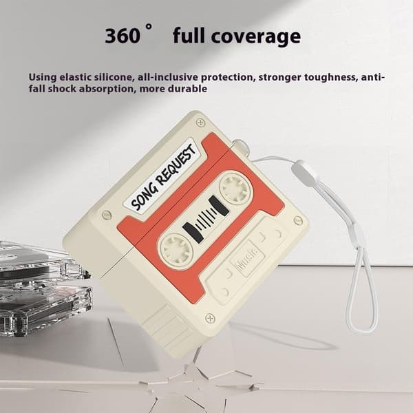 SKALO AirPods 4 Cassette Tape Design Fodral - Orange
