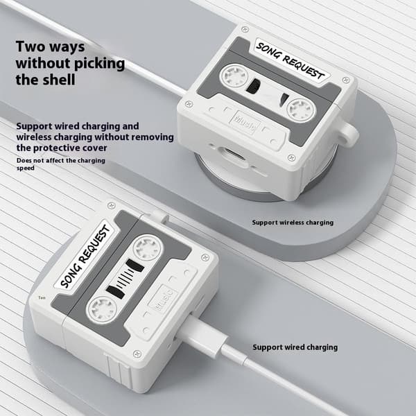 SKALO AirPods 4 Cassette Tape Design Fodral - Orange