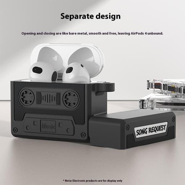SKALO AirPods 4 Cassette Tape Design Fodral - Orange